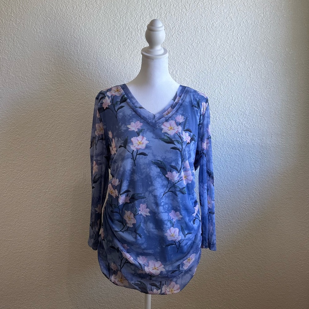 INC floral ruched blouse